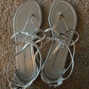 Brand New! Christian Siriano Metallic Silver Strappy Sandals